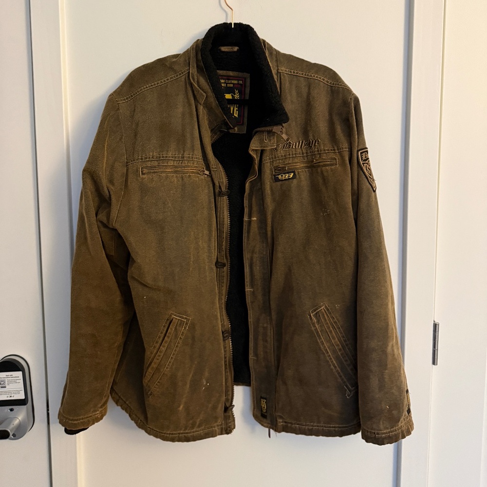 Vintage Distressed Brown Workwear Jacket – Sherpa Lined